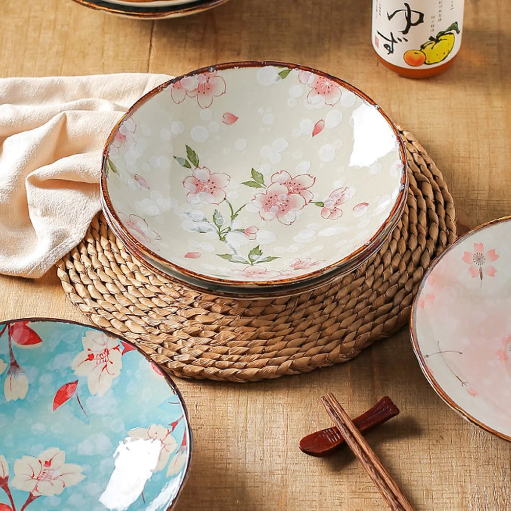 Ceramic Plates, Japanese Ddishes, Home Tableware, Creative Round Dishes, Dinner Plates, High-quality Deep Plates Good Vibrations