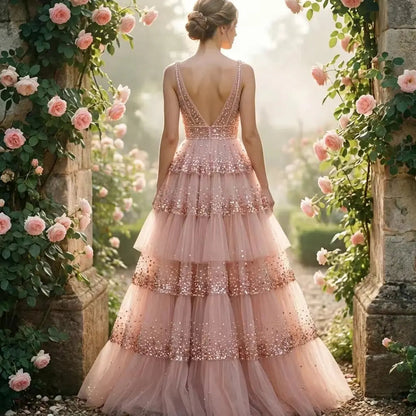 Direct Factory Supply Luxury Sequin Wedding Dresses Beaded Sleeveless V-neck Sweep/Brush Train Floor-Length Mermaid/Trumpet Good Vibrations
