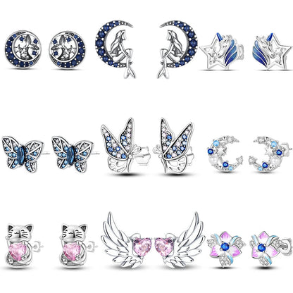 Women's Earrings 925 Sterling Silver Ocean Cute Pet Insect Plant Multi Style Earrings Fit Anniversary Delicate Jewelry Gifts Good Vibrations