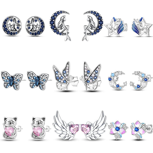 Women's Earrings 925 Sterling Silver Ocean Cute Pet Insect Plant Multi Style Earrings Fit Anniversary Delicate Jewelry Gifts Good Vibrations