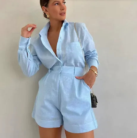 Women 2 Piece Set Outfit Women'S Vacation Fashion Casual Suit Solid Color Summer Conjuntos Para Mujeres 2 Piezas Elegantes 2025 Good Vibrations