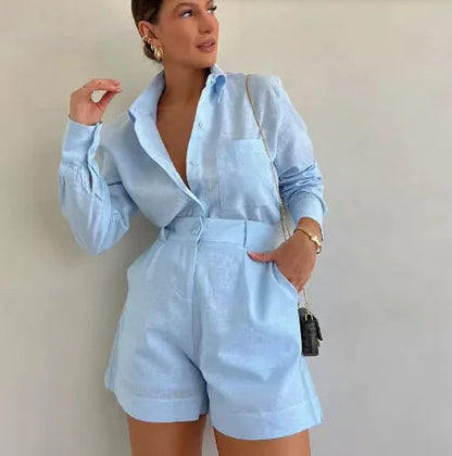 Women 2 Piece Set Outfit Women'S Vacation Fashion Casual Suit Solid Color Summer Conjuntos Para Mujeres 2 Piezas Elegantes 2025 Good Vibrations
