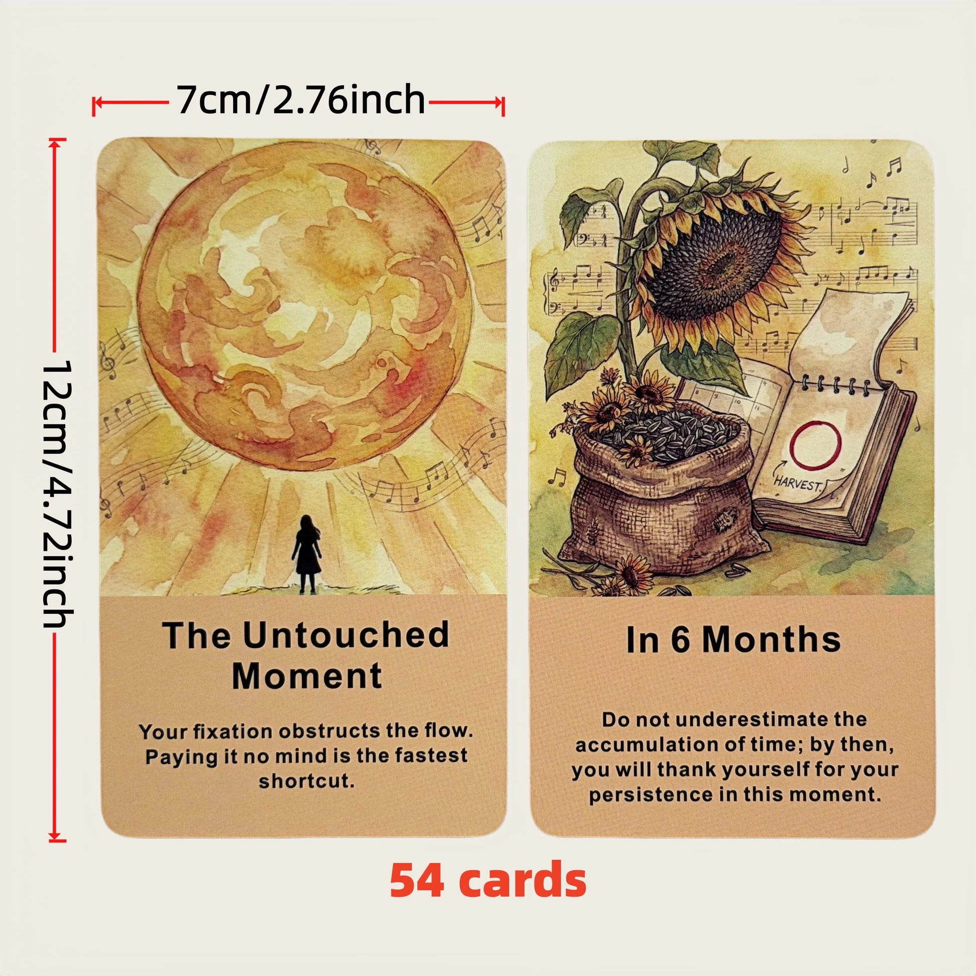 English Oracle Cards 54 Pieces Time and Cycle Divination, European Healing Meditation Spiritual Gift, Tarot Deck Good Vibrations
