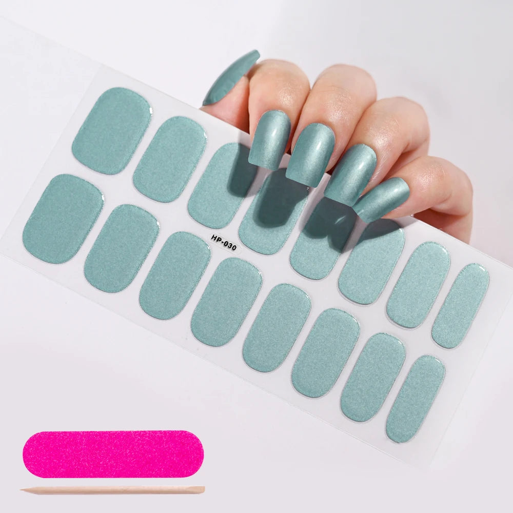UV Semi-Cured Gel Nail Wraps Stickers Strips French Long Lasting Full Cover LED Gel Semi Cured Nail Sliders For Nail Extension & Good Vibrations