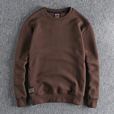 Autumn Winter American Retro Heavyweight Velvet Solid Color Sweatershirt Men's Fashion Pure Cotton Washed Youth Pullover Hoodies Good Vibrations