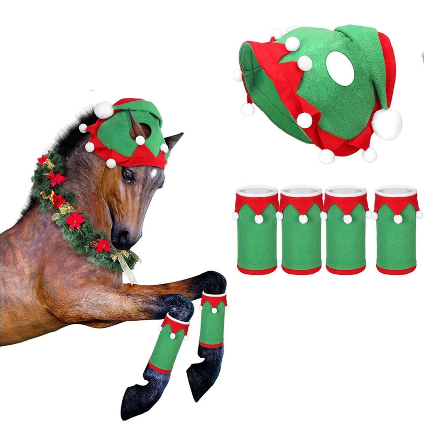 Horse Party Hat Xmas Horse Hat Holiday Cap Riding Race Equestrian Equipment Horse Christmas Hat Horse Santa Hat for Christmas Good Vibrations