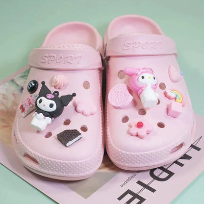 Sanrio Hello Kitty Croc Charms Kawaii Kuromi Shoe Buckle Accessories Girl Slippers DIY Decorations for Croc Jibz Gift Good Vibrations