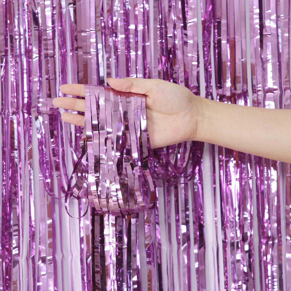 2/3/4M Party Background Wedding Decor Foil Fringe Curtain Sequin Bachelorette Photo Backdrop Wall Curtain Birthday Baby Shower Good Vibrations