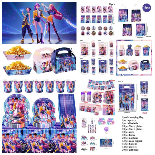 Kpop Demon Hunter Party Accessorie K Pop Demon Hunter Birthday Decorations Huntrix Paper Plates Cups Gift Bags Ballons Good Vibrations