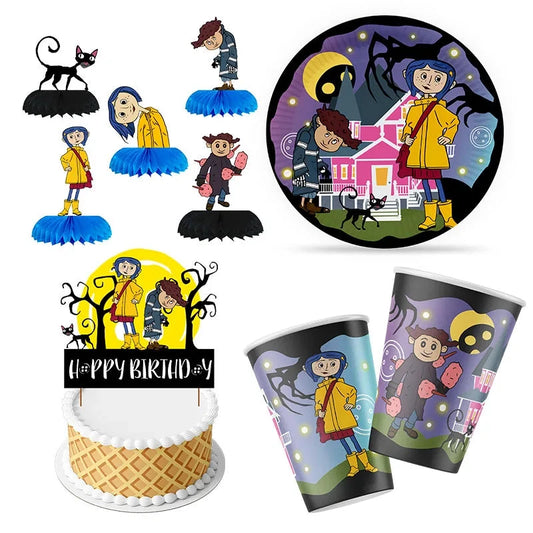 Coraline Birthday Party Decorations Supplies Coraline Balloons Decoration Happy Birthday Disposable Tableware Paper Party for Ki Good Vibrations