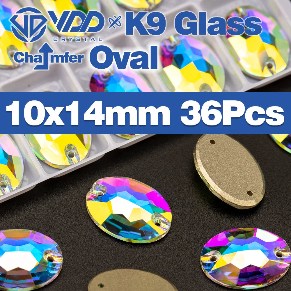 VDD Chamfer AAAAA Top Quality K9 Glass Sew On Rhinestones Sewing Crystal AB Flatback Stone For Clothes Accessories Wedding Dress Good Vibrations