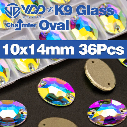 VDD Chamfer AAAAA Top Quality K9 Glass Sew On Rhinestones Sewing Crystal AB Flatback Stone For Clothes Accessories Wedding Dress Good Vibrations