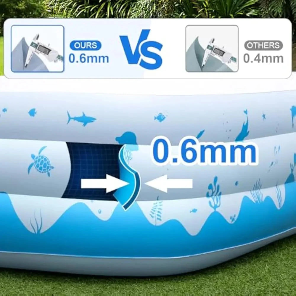 Pool with Lights - 145'' X 74'' X 22'', Thickened Blow Up Pool with Seats & Backrest for Adults, 7 Color Big Swimming Pool Good Vibrations