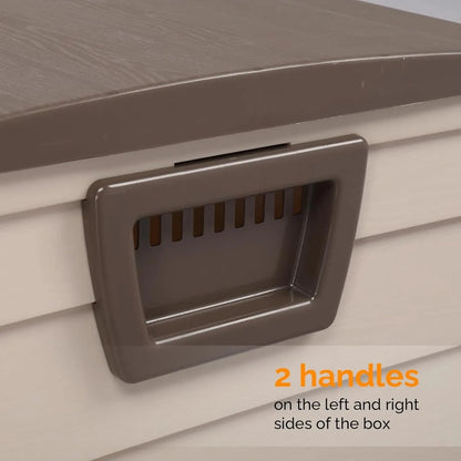 75 Gallon Outdoor Storage Box, Lockable Plastic Storage Containers with Lid, Patio Deck Box Furniture for Garden, Pool, Balcony, Good Vibrations