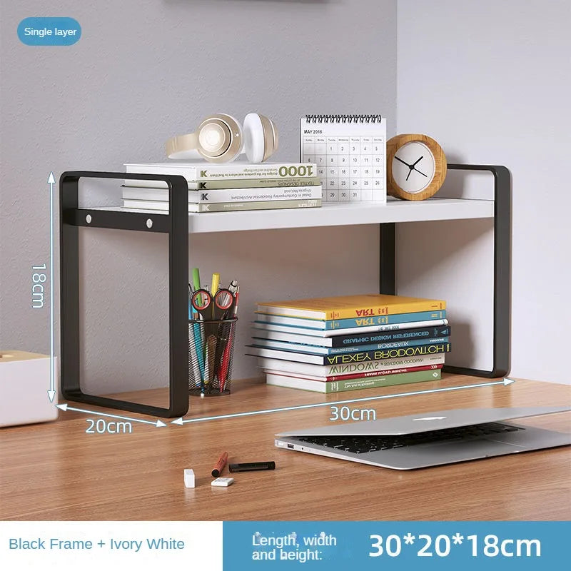 Shelf Desktop Storage  Bookshelf Student Desk Shelves Racks Office Computer Desk Tiered Cabinet Home Storage Holders Organizer Good Vibrations