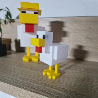 Charming and cute pixel chicken statue - artistically crafted animal decoration suitable for homes and offices Good Vibrations