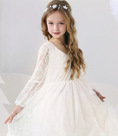 Flower Girl Dress Lace Chiffon Long Dresses Flower Girl Wedding Dress Summer Boho Birthday Party Wedding Dress For 2-14 Years