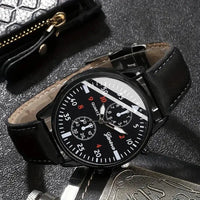 Relógio de movimento de quartzo versátil masculino, óculos de sol bonito, carteira casual, presente perfeito para festa 3 peças Good Vibrations