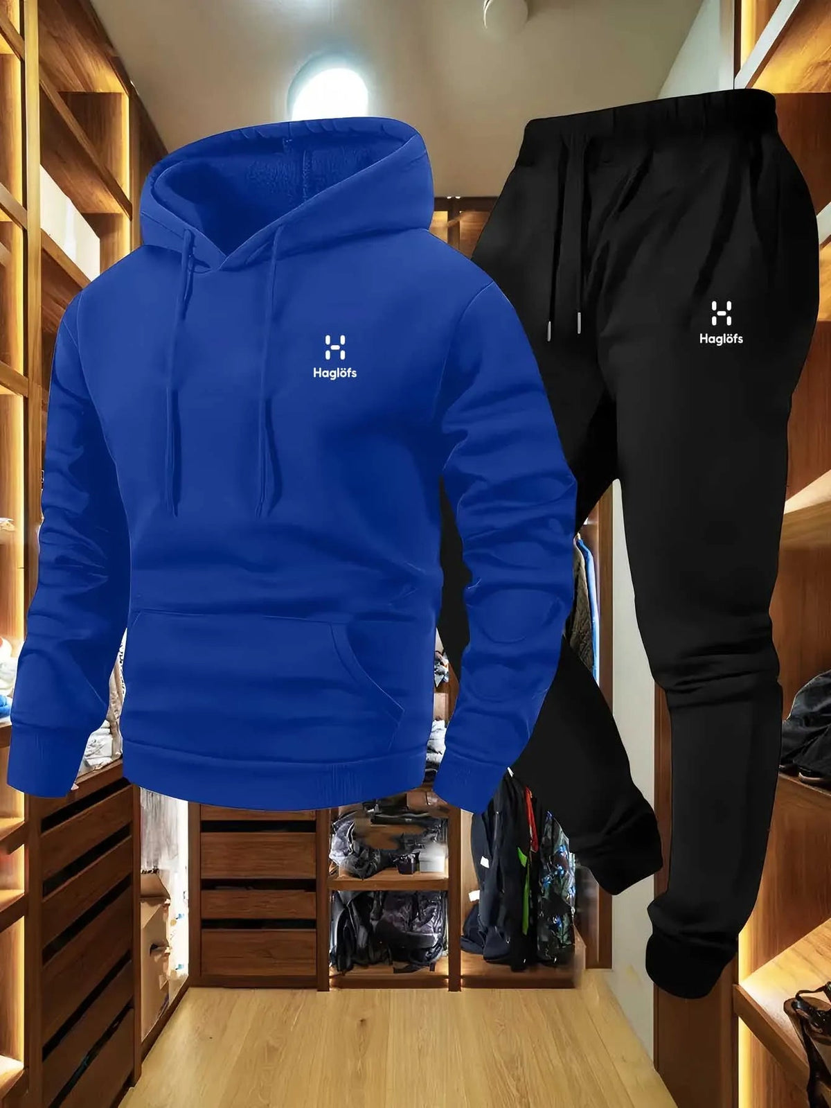 Men'S Autumn and Winter Pattern Casual Two-Piece Set Hoodie Sweatshirt Long Pants Suit with Pockets Regular Fit Outdoor Sports Good Vibrations