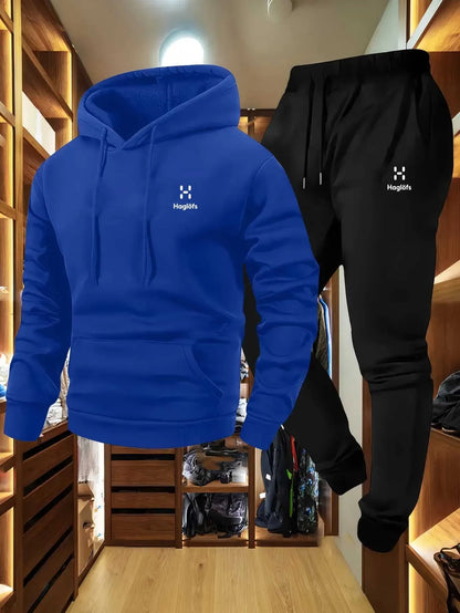 Men'S Autumn and Winter Pattern Casual Two-Piece Set Hoodie Sweatshirt Long Pants Suit with Pockets Regular Fit Outdoor Sports Good Vibrations