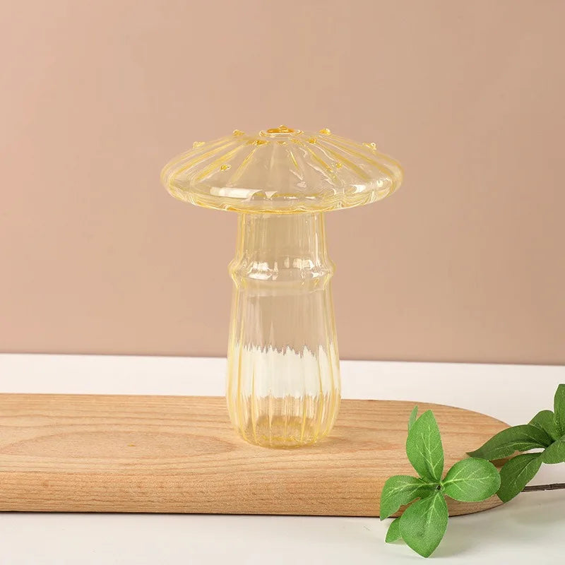 Transparent Jelly Color Mushroom Glass Vase Aromatherapy Bottle Home Small Vase Hydroponic Flower Pot Simple Table Decoration Good Vibrations
