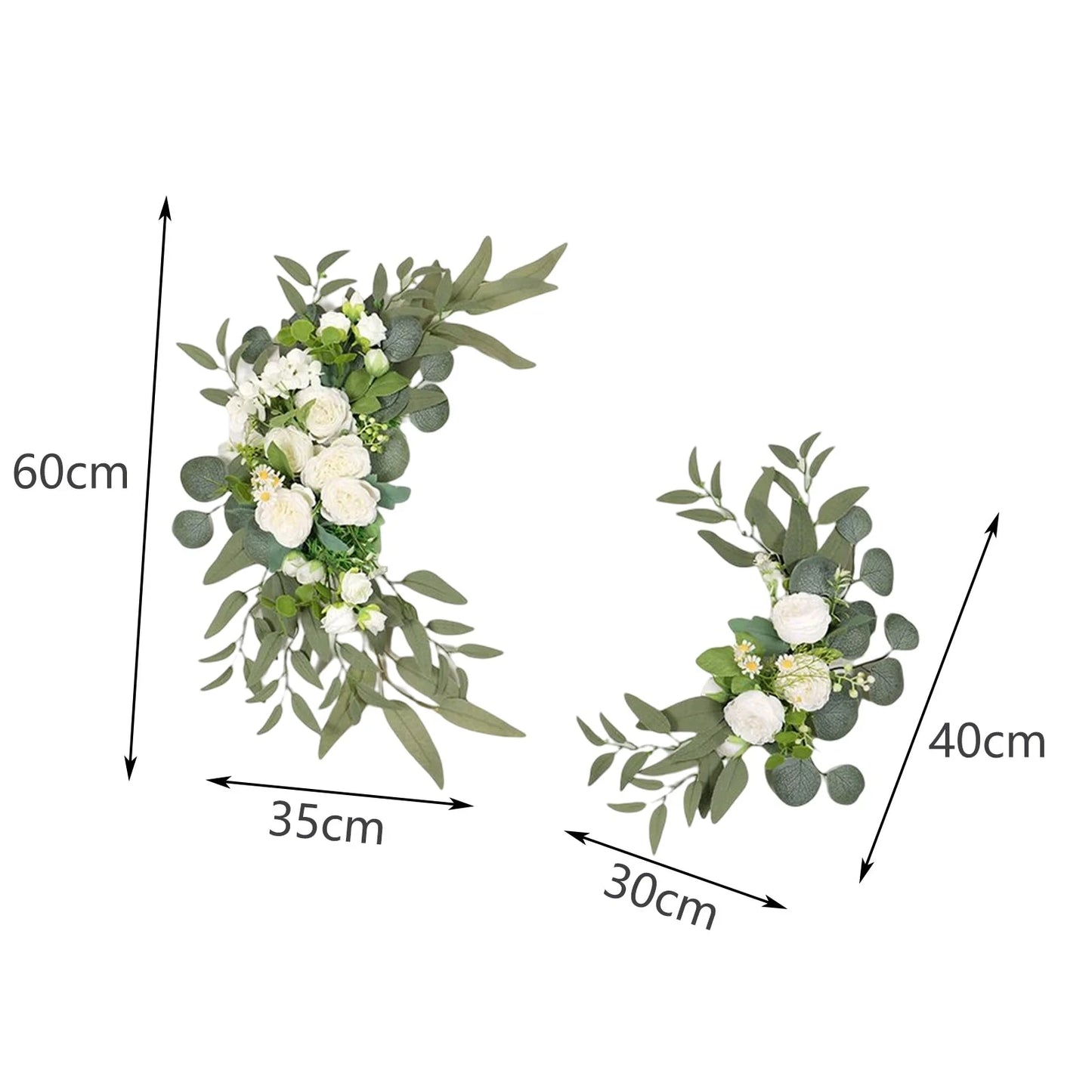 Large 2Pcs Artificial Flower Swag Floral Swag Garland Wedding Arch Flowers Kit for Sign Rustic Artificial Floral Swag Arch Decor Good Vibrations