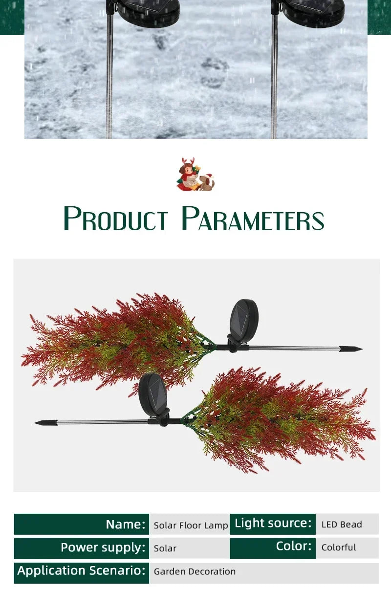 2025 Hot Outdoor Decoration Christmas Tree Light Solar Charging Simulation Pine Tree 20 LED Lawn Light Garden Decoration Light Good Vibrations