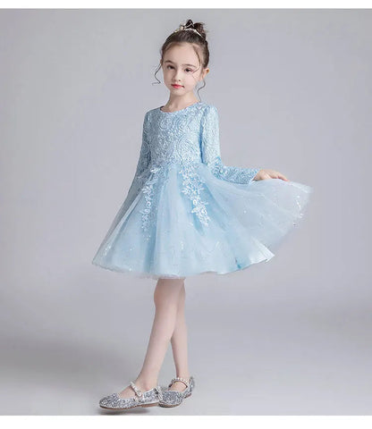 Fashion Flower Girl Dresses for Weddings Lace Long Sleeve Children Bridesmaid Dresses Spring Autumn Girls Party Dress 3-12 Years Good Vibrations