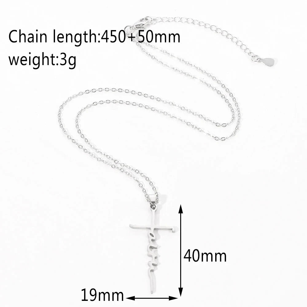 Necklace for Women European and American Fashion Cross Pendant Faith Inspiration Necklace Accessories Good Vibrations