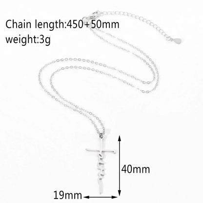 Necklace for Women European and American Fashion Cross Pendant Faith Inspiration Necklace Accessories Good Vibrations