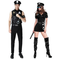 Couples Adult Police Officer Policeman Costumes Cosplay for Men Women Halloween Masquerade New Year Fantasia Dress Good Vibrations
