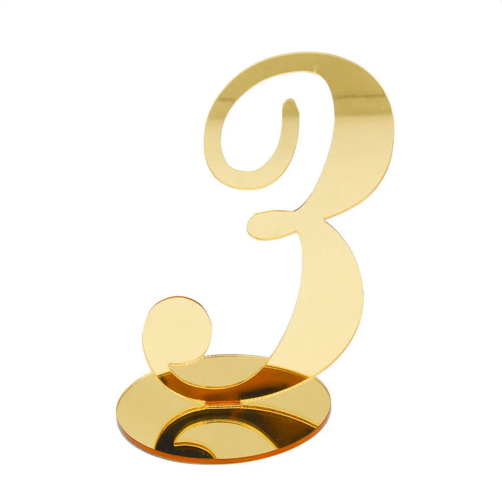 1PC Gold Silver Table Number with Holder Elegant Mirror Table Number Sign Seat Card For Wedding Birthday Party Anniversary Event Good Vibrations