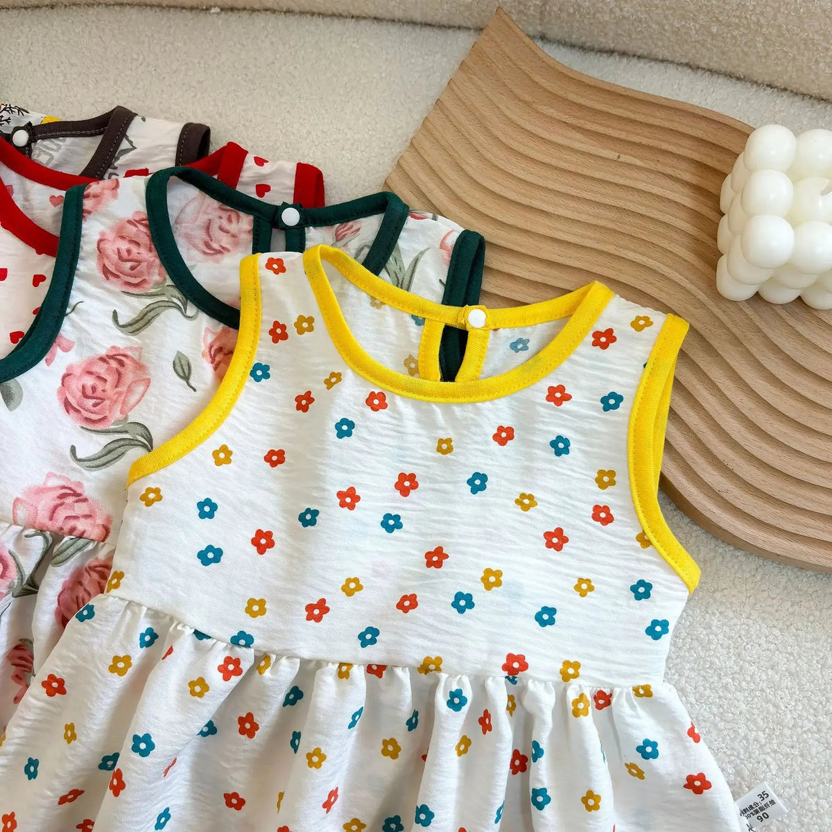 Fashion Baby Girls Clothes Baby Girl Leisure Dress Baby Clothing Printed Sleeveless Girls Dress Newborn Princess Dress Good Vibrations
