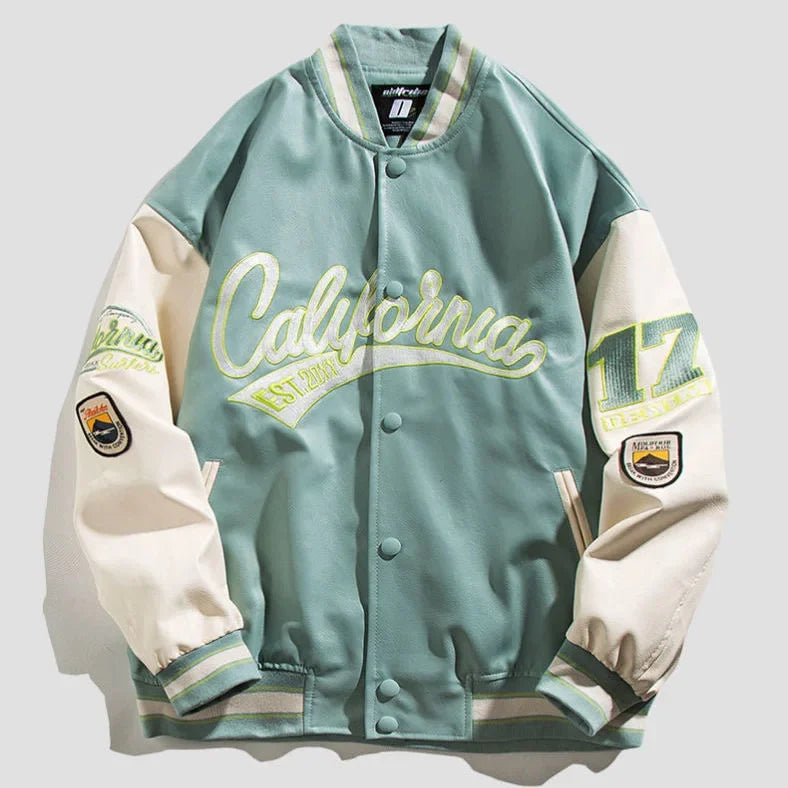 Street Popular Letter Flocking Embroidered Jacket And Coat Men 2023 New Y2K Harajuku Hip Hop Spliced Motorcycle Baseball Uniform Good Vibrations