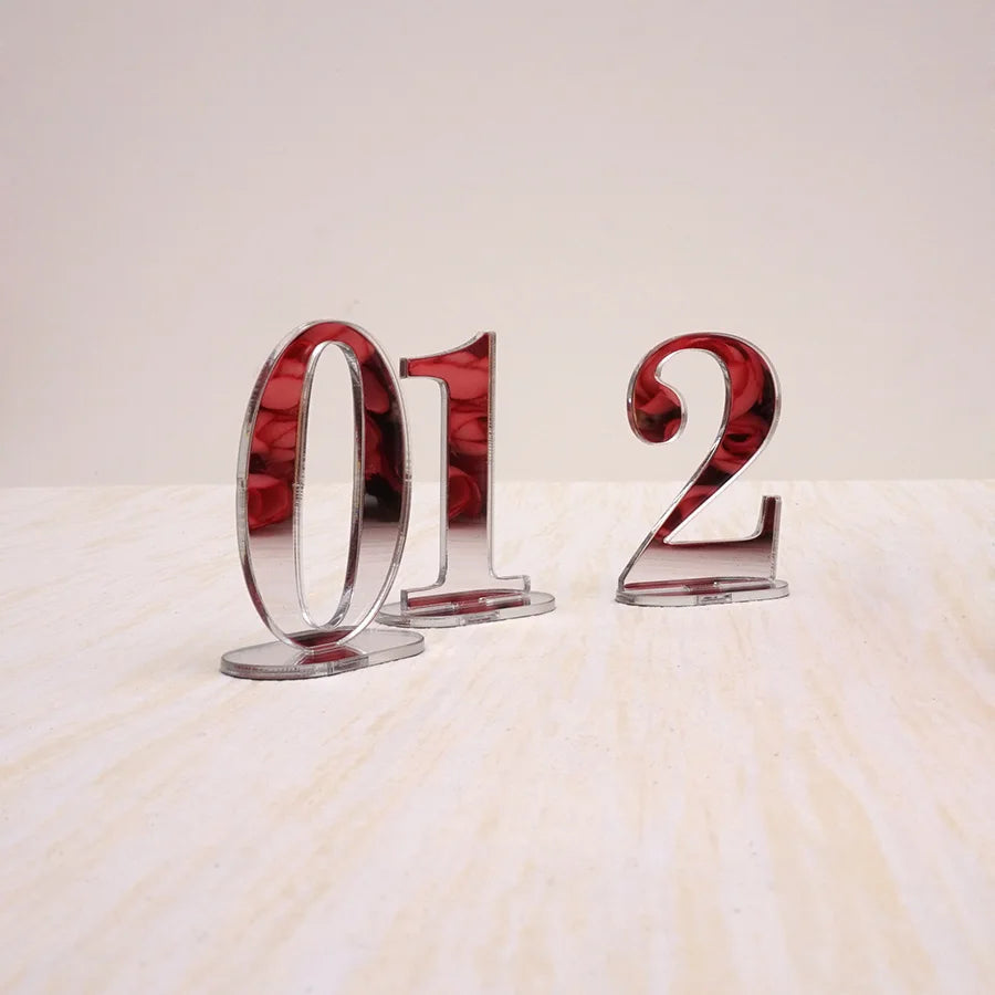 Numbers 1-10/1-20 Base Set Mirror Table Numbers Wedding Birthday Party Table Card Baby Shower Wedding Decoration Number Holder Good Vibrations