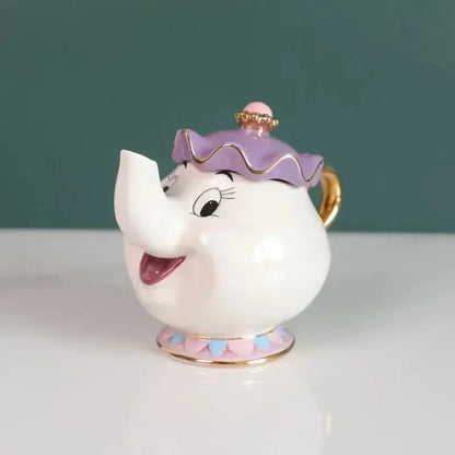 Disney Beauty And The Beast Teapot Cute Cartoon Coffee Pots Mug Mrs Potts Chip Cup Tea Pots Tea Cup Set Home Decor Ornament Gift Good Vibrations