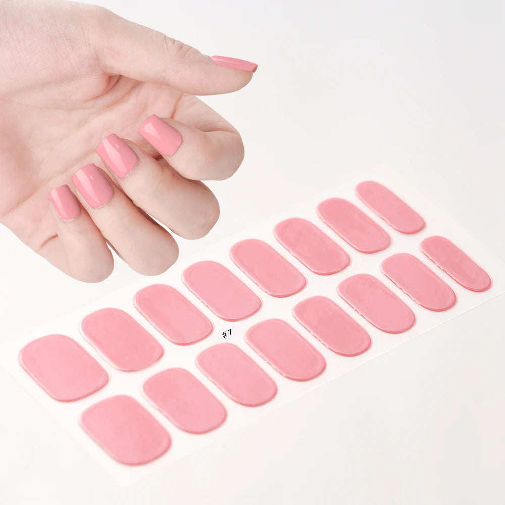 UV Semi-Cured Gel Nail Wraps Stickers Strips French Long Lasting Full Cover LED Gel Semi Cured Nail Sliders For Nail Extension & Good Vibrations