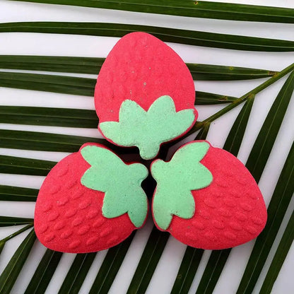 Strawberry Bathing Bomb Natural Mini Handmade Spa Bomb Bath Salt Ball Rich Essential Oils Moisturizing Dry Skin Relaxing Scent Good Vibrations
