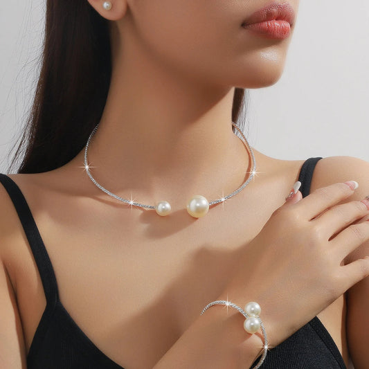 4pcs Women's Jewelry Set Pearl Set Diamond Necklace Bracelet Earrings Set Gorgeous Jewelry-5042 Good Vibrations