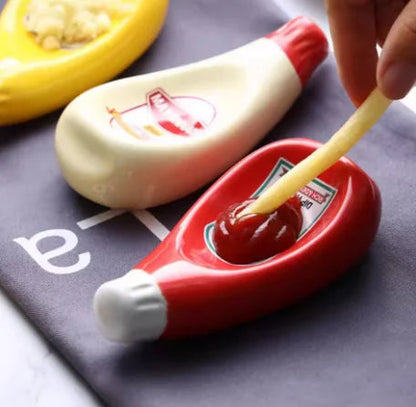 Ceramic Sauce Plate Small Dish Soy Sauce Plate Ketchup Mayonnaise Mustard Seasoning Dish 5 Colors Ceramic Small Dipping Dish Good Vibrations