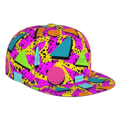 Retro 80s 90s Flat Bill Hat Unisex Snapback Baseball Cap Hip Hop Style Flat Visor Blank Adjustable Black