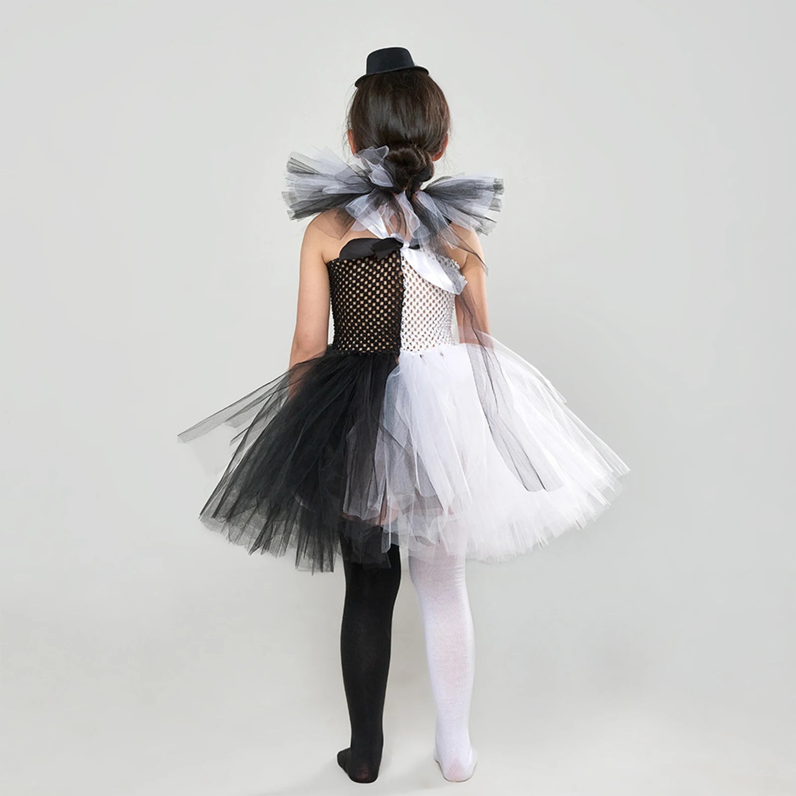 Halloween Clown Dress Bloodstained Black and White Colorblocking Girls Cosplay TUTU Dress Costume Good Vibrations