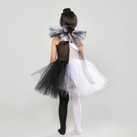 Halloween Clown Dress Bloodstained Black and White Colorblocking Girls Cosplay TUTU Dress Costume Good Vibrations