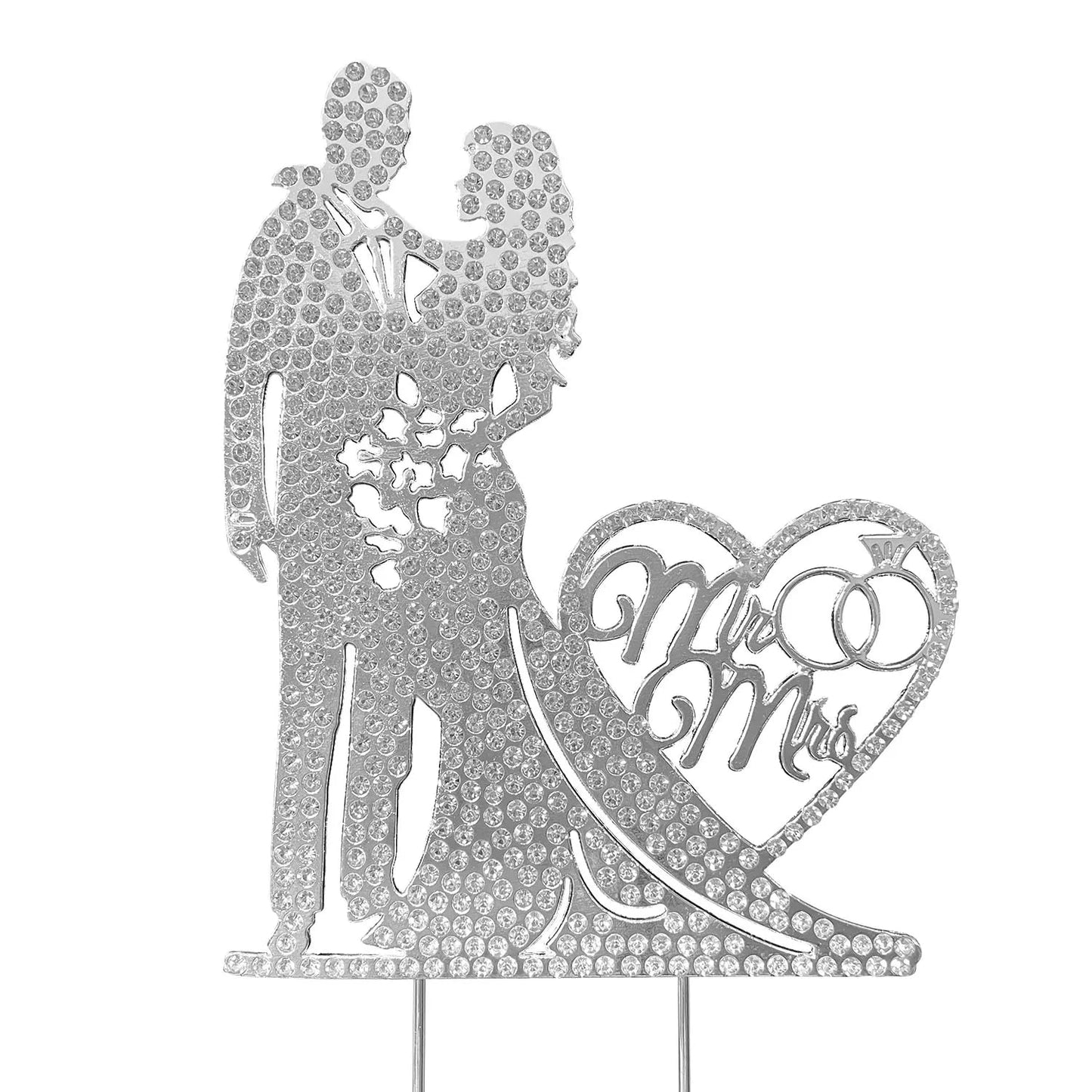 Wedding Cake Topper Rhinestone Metal Mr and Mrs Cake Topper Crystal Wedding Cake DecorationsBride and Groom Bridal Shower Theme Good Vibrations