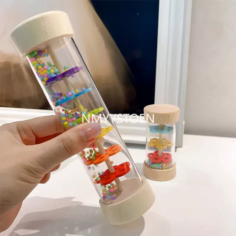 Baby Wooden Rain Sound Pipe Simulation Rain Sound Wooden Toy Gift Hourglass Fun Music Shaker Early Education Enlightenment Toy Good Vibrations