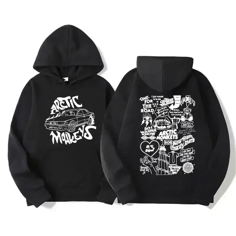 Retro Rock Arctic Monkeys Music Album Graphic Hoodies Men Vintage Oversized Y2k Hip Hop Hoodie Punk Sweatshirt Tour Plus size Good Vibrations