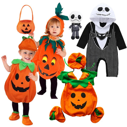 Baby Boy Girls Halloween Cosplay Pumpkin Clothes Jack Nightmare Before Xmas Romper Christmas Cotton Striped Costume Good Vibrations