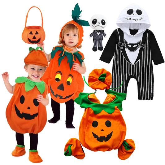 Baby Boy Girls Halloween Cosplay Pumpkin Clothes Jack Nightmare Before Xmas Romper Christmas Cotton Striped Costume Good Vibrations