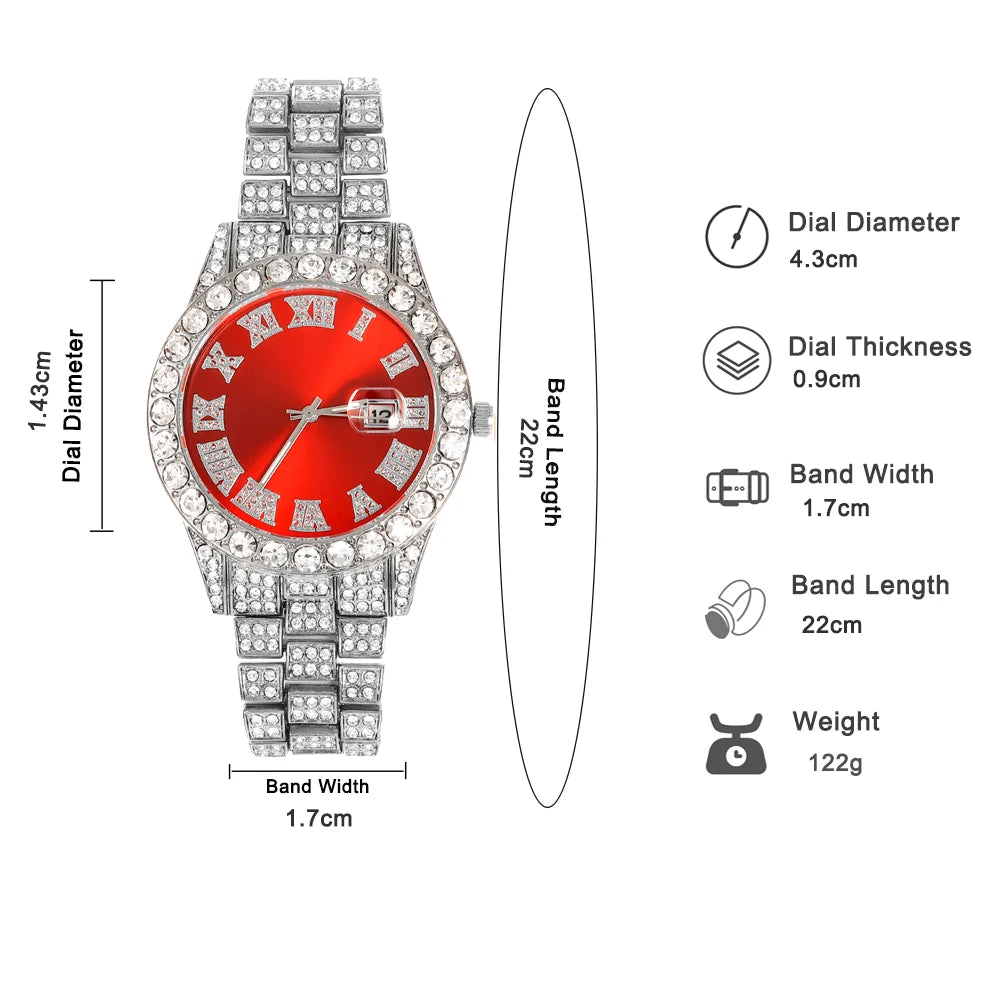 13mm Necklace +Watch+Bracelet Hip Hop Miami Cuban Chain Iced Out Paved Rhinestone CZ Bling Rapper For Men Jewelry KIT Jewelry Good Vibrations