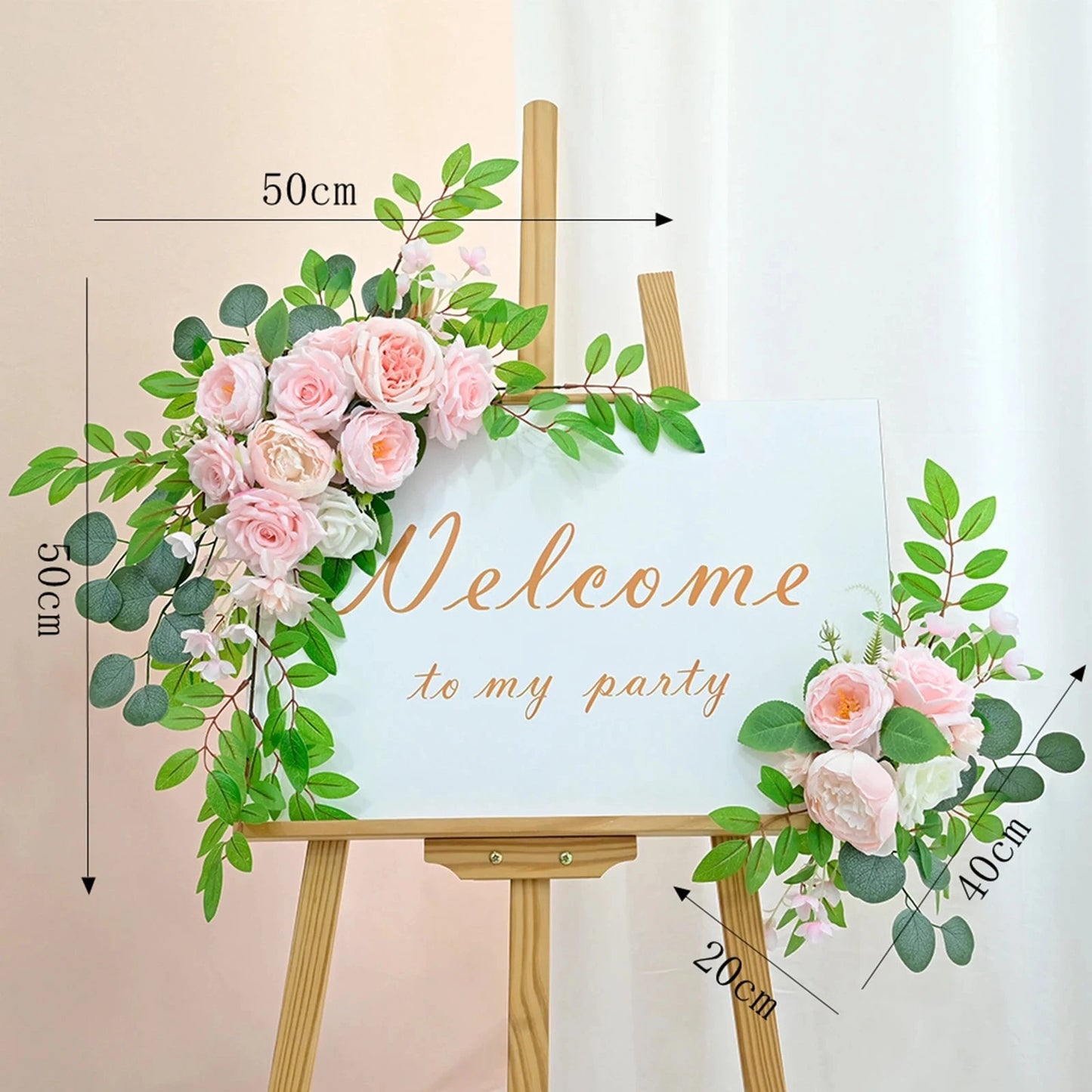 Large 2Pcs Artificial Flower Swag Floral Swag Garland Wedding Arch Flowers Kit for Sign Rustic Artificial Floral Swag Arch Decor Good Vibrations